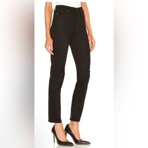 AG Adriano Goldschmied Alexxis Slim High Rise Jeans Black Sz 30 R $198 Revolve